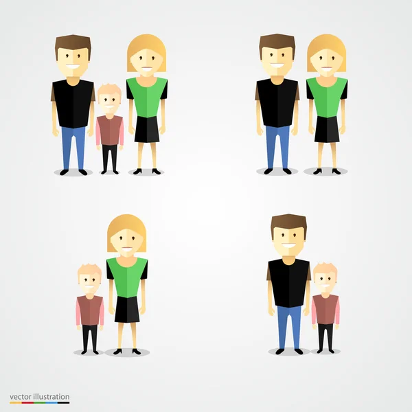 Família colorido cartoot conjunto de ícones . —  Vetores de Stock