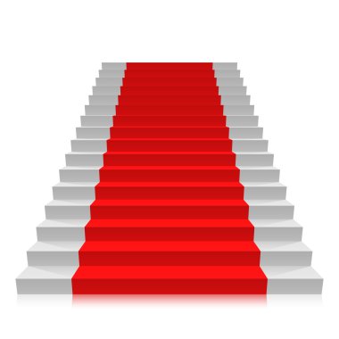 Merdiven halı üzerinde beyaz bir arka plan