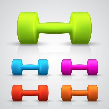 Set of color dumbbell. Vector clipart