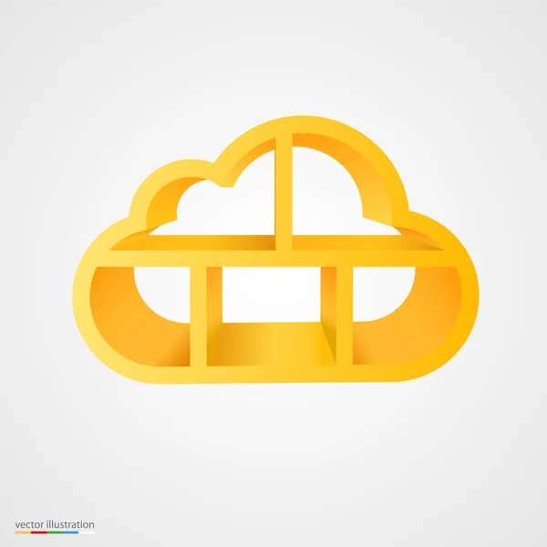Golden cloud base de données étagère . — Image vectorielle