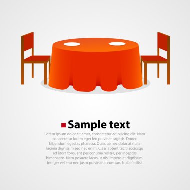 Yuvarlak masa masa örtüsü ve iki sandalye