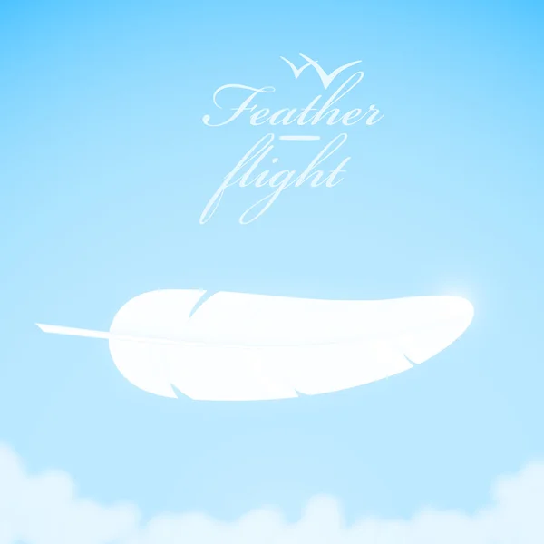 White feather in the sky background. — Stock Vector