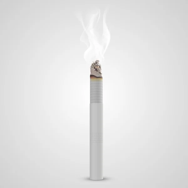 Schwelende Zigarette mit Qualm. Vektor — Stockvektor