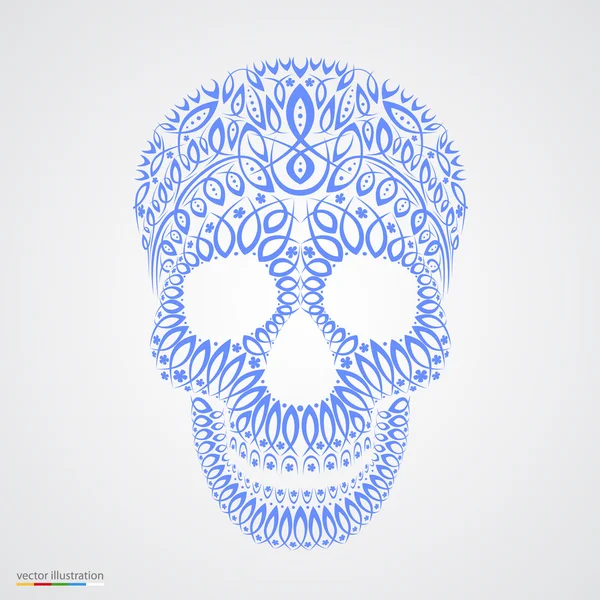 Cráneo de patrón ornamental en estilo de tatuaje — Vector de stock