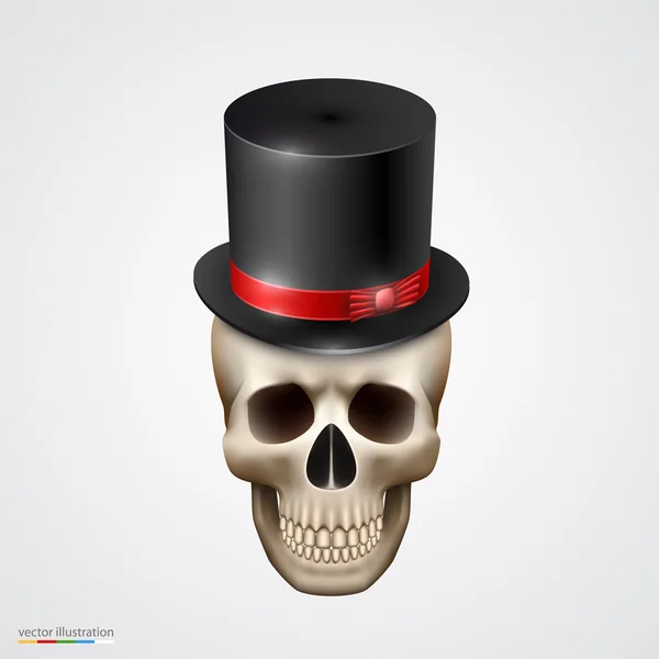 Människans kranium isolerade med hatt — Stock vektor