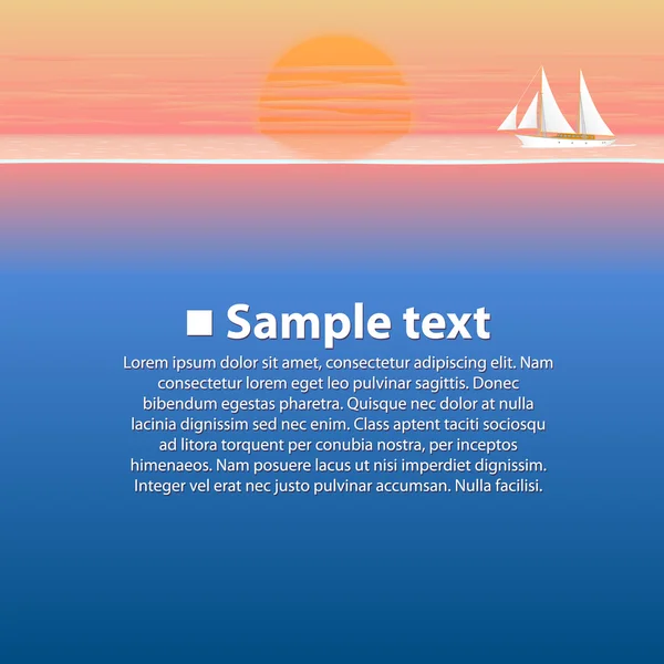 Segelbåt i havet vid solnedgången — Stock vektor