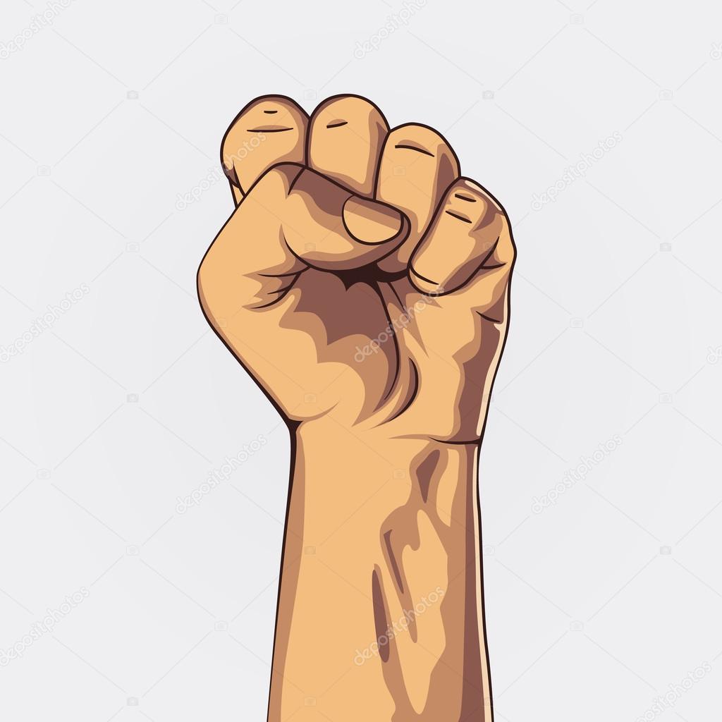 Clenched fist held high in protest