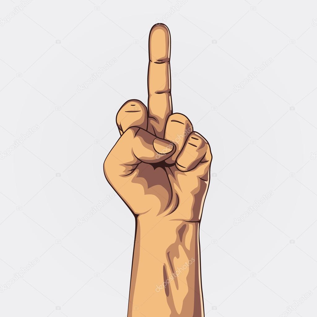 Hand in middle finger sign