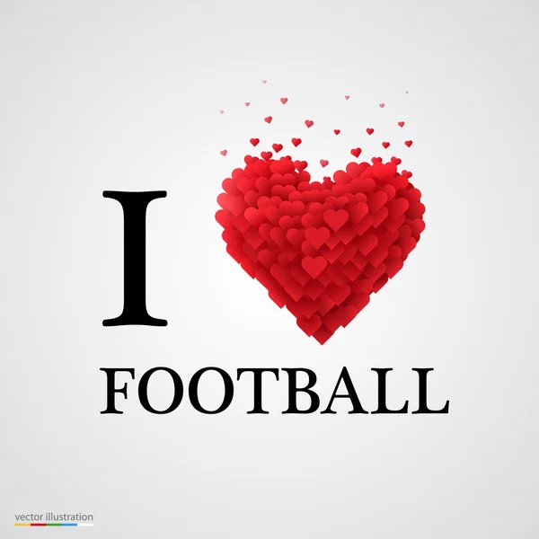 Amo il segno del cuore del calcio . — Vettoriale Stock