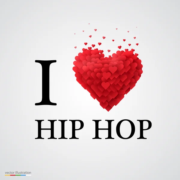 Én szeretem a hip hop szív jel — Stock Vector