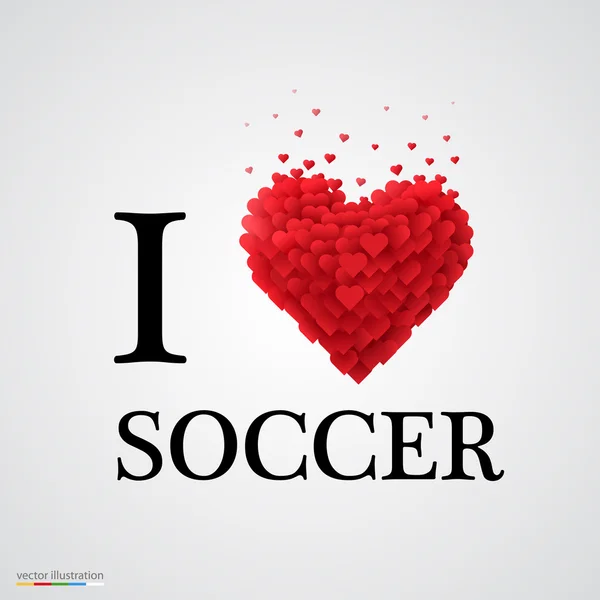 Me encanta el fútbol signo del corazón . — Archivo Imágenes Vectoriales