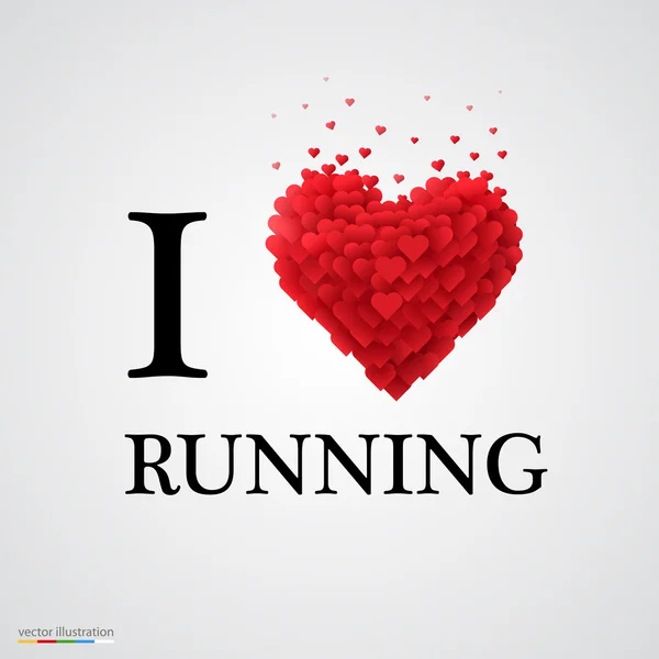 I love running heart sign. — Stock Vector