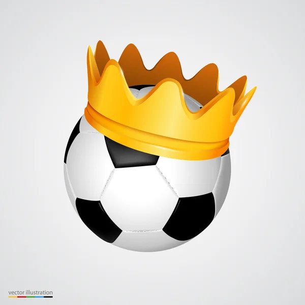 Pelota de fútbol con una corona dorada — Vector de stock