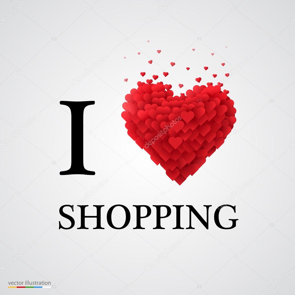 i love shopping heart sign.