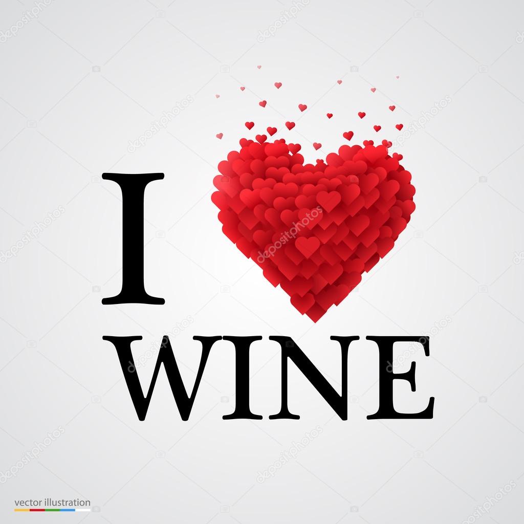 i love wine heart sign.