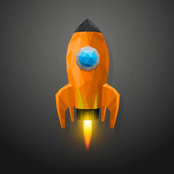 Ruimte raket lancering 3d veelhoek — Stockvector