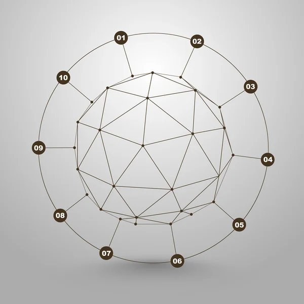 Esfera poligonal de la información — Archivo Imágenes Vectoriales