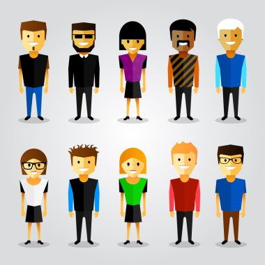 Mutlu karikatür insanlarla.