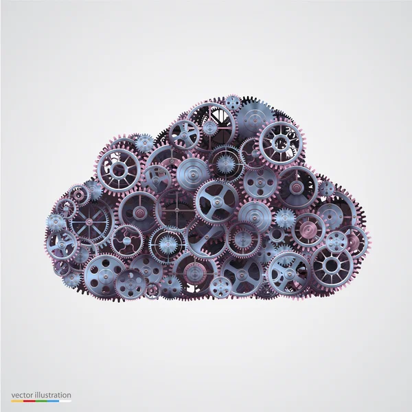 Nube hecha de ruedas dentadas — Vector de stock