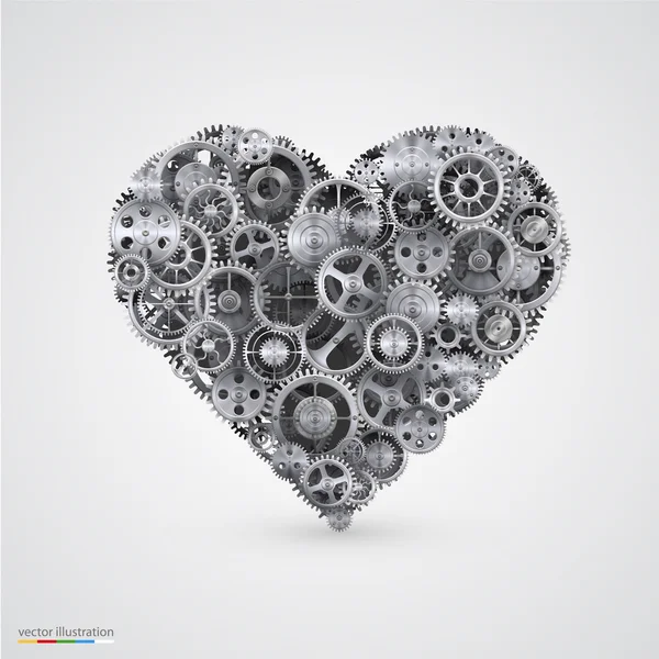 Heart made of cogwheel. — Stock Vector
