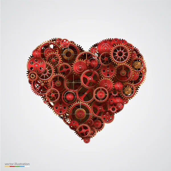 Heart made of metal cogwheel — Stock Vector