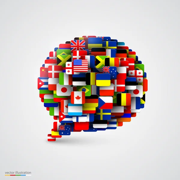 Bandiere mondiali sotto forma di bolla vocale Grafiche Vettoriali