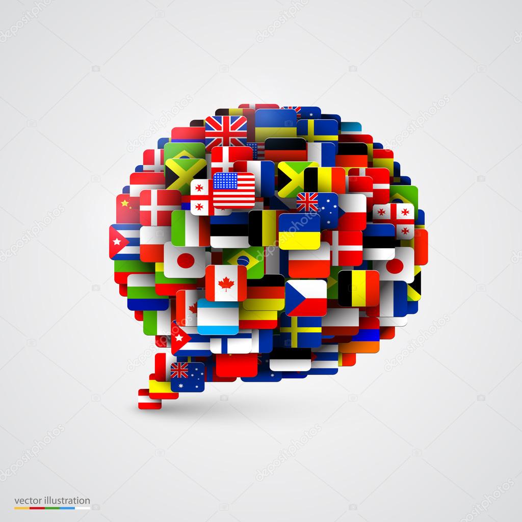 World flags in form of speech bubble