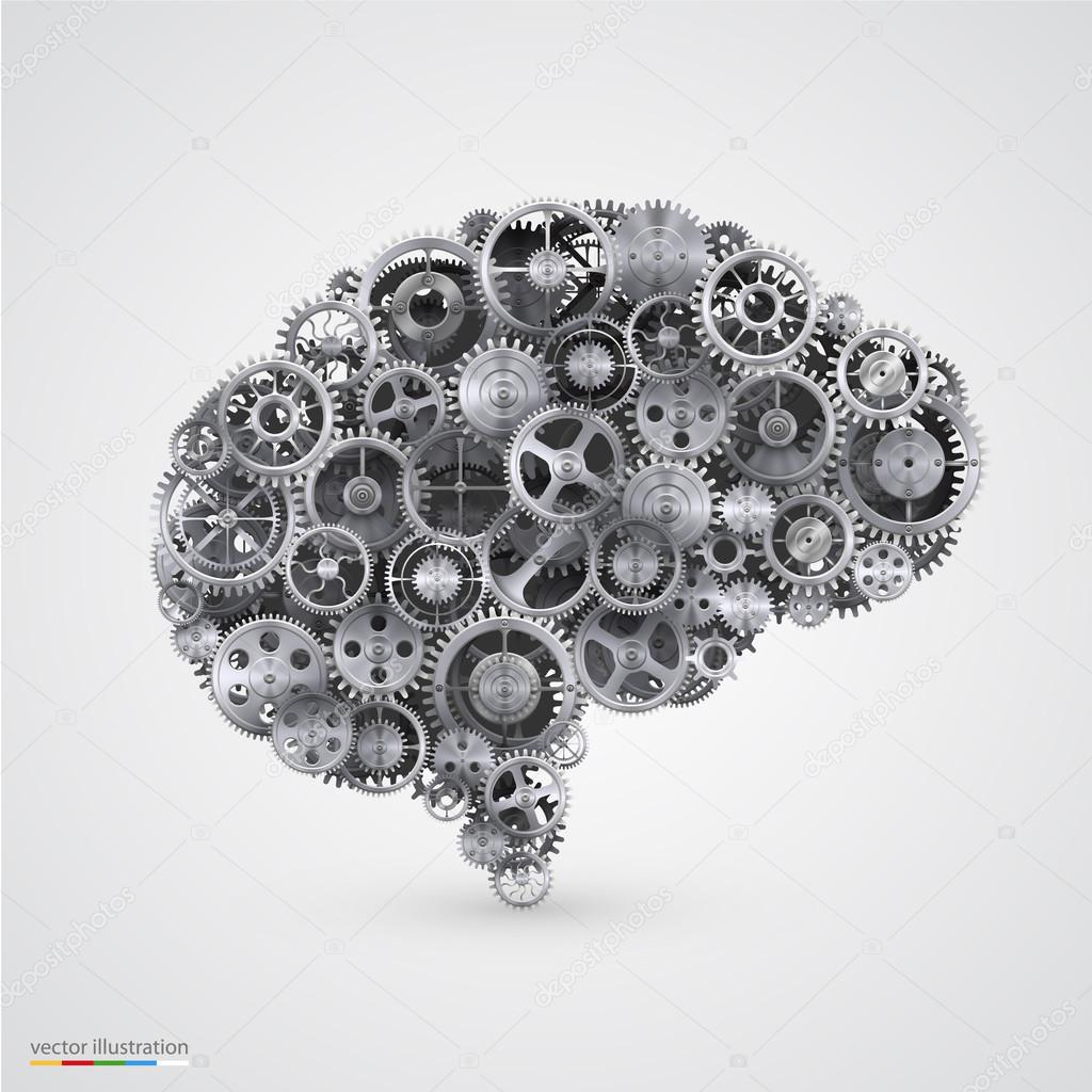 Cogs in the shape of a human brain