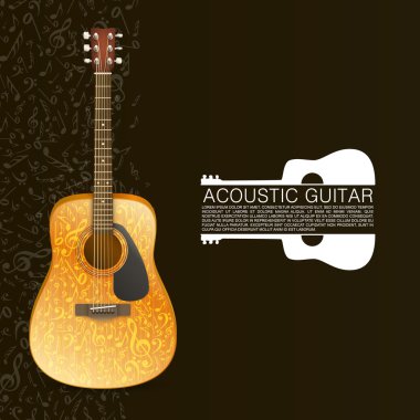 Akustik gitar ayakta altında ışık demeti