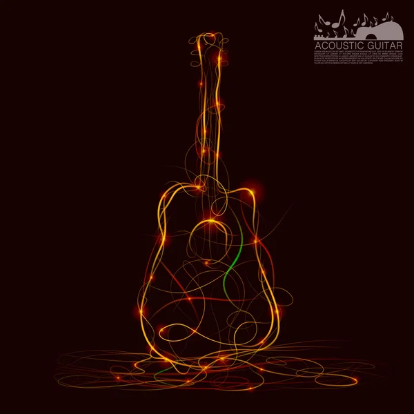 Silhouette of guitar fire — Stock Vector