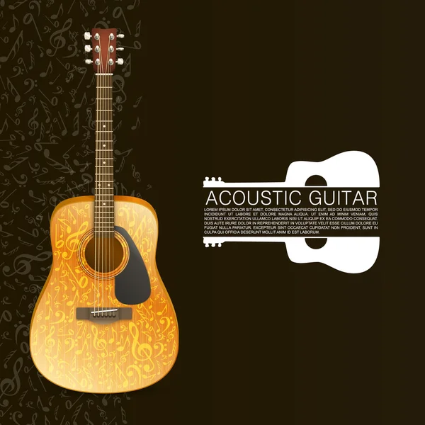 Guitarra acústica de pie bajo haz de luz — Vector de stock