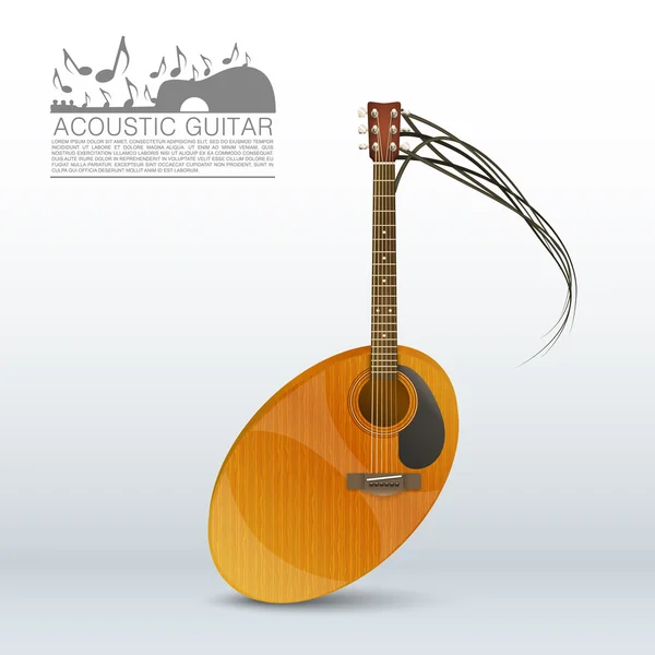 Guitarra acústica en forma de notas — Vector de stock