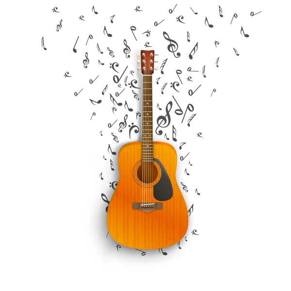 A jegyzetek le a gitár — Stock Vector