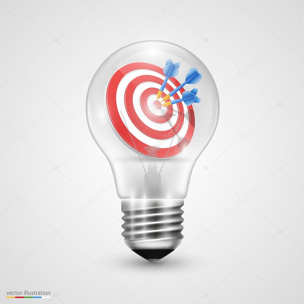 Creative idea darts in light bulb