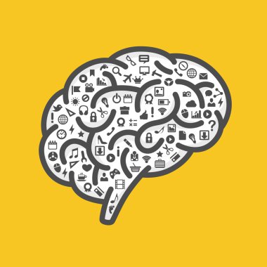 Beyin ikonları ile silüeti