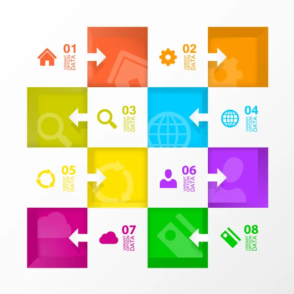 Square menu icons for infographic — Stock Vector