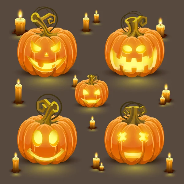 Pumpkin set with smile — Stock Vector