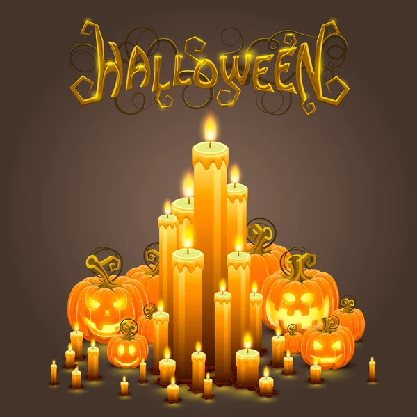 Couverture Halloween citrouille et bougies — Image vectorielle