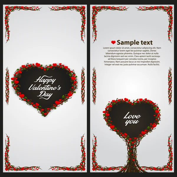 Valentines heart tree card — Stock Vector