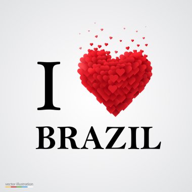 Brezilya, seviyorum kalp işareti ile yazı tipi.