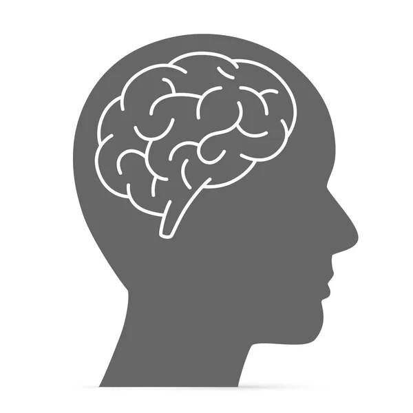 Testa di silhouette con il cervello — Vettoriale Stock