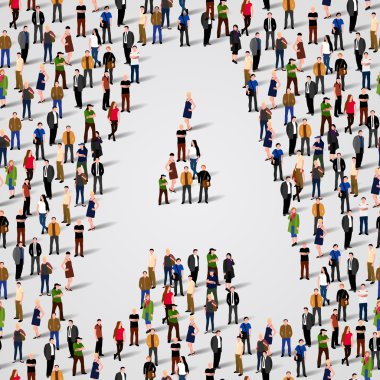 İnsanların harf A formunda büyük grup