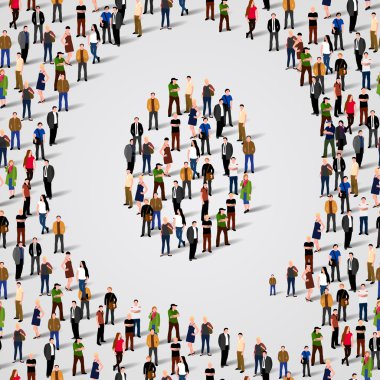 İnsanların harf Q formunda büyük grup
