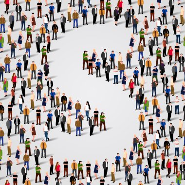 İnsanların S harfi formunda büyük grup