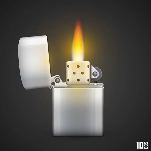 Lighter with fire — Stock Vector