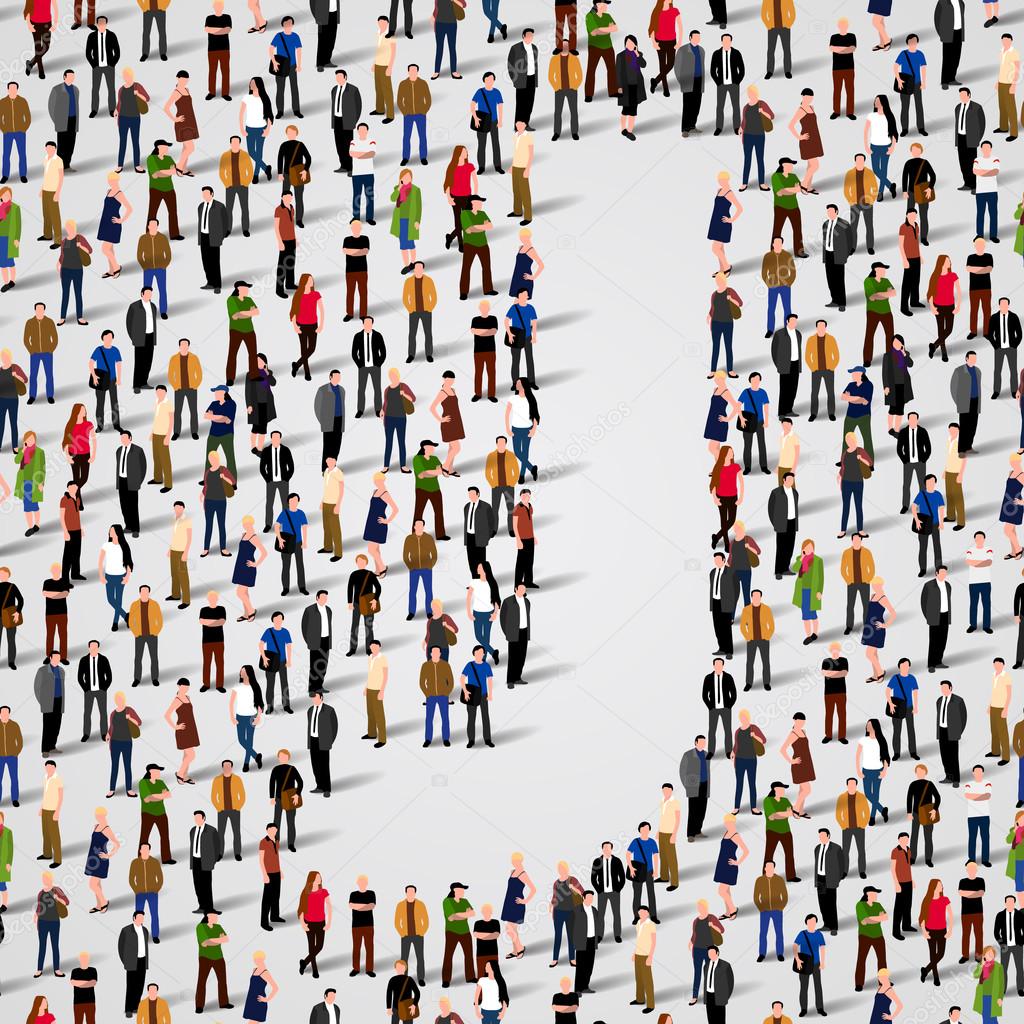 Large group of people in letter J form