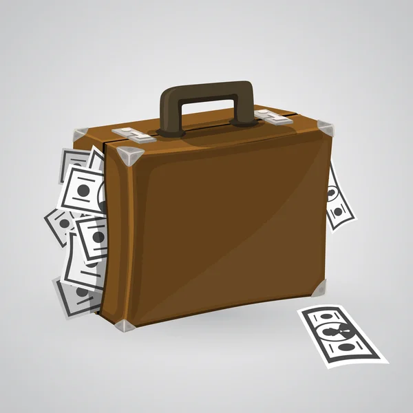 Valise avec argent — Image vectorielle