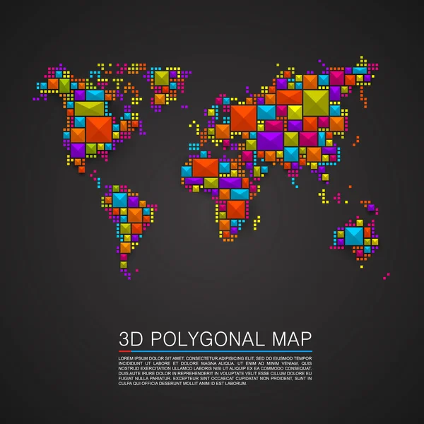 Carte géographique 3d polygone art cube . — Image vectorielle