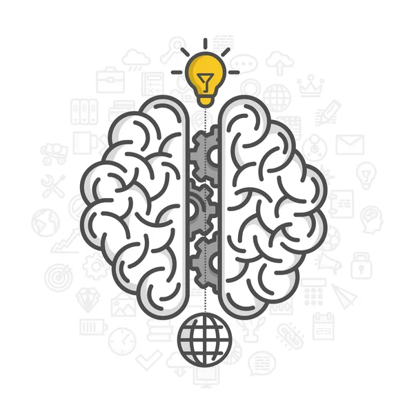 Silueta del cerebro sobre un fondo blanco — Vector de stock