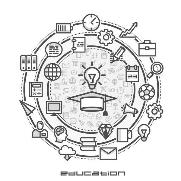 Bildung in Form von Infografiken mit Symbolen — Stockvektor